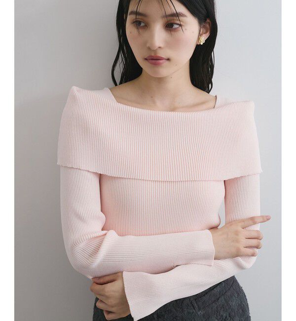 VIS「【WEB限定】オフショルダー風リブニットプルオーバー/イージーケア・UVケア」|ニット・セーター|ピンク(63)