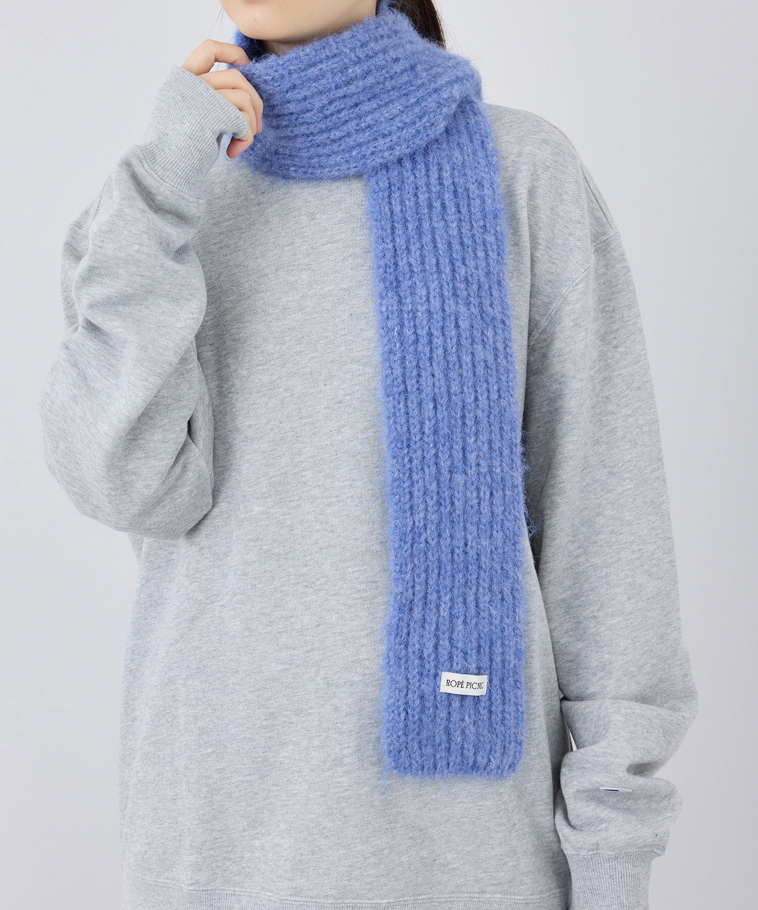 ROPE PICNIC PASSAGE「スリムリブニットマフラー」|マフラー|ブルー(44)
