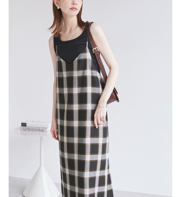 Rope&rsquo;Picnic「オンブレチェックキャミソールワンピース」|ワンピース|ブラック(01)