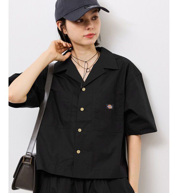 Rope&rsquo;Picnic「【Dickies】コットンダンプクロップドシャツ」|シャツ・ブラウス|ブラック(01)