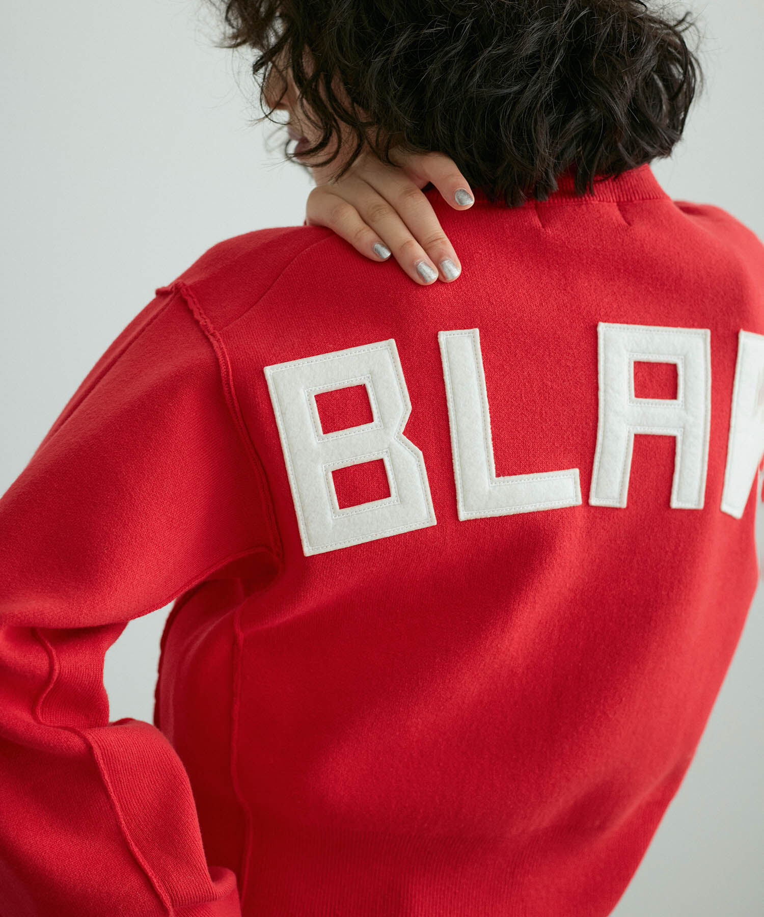 ADAM ET ROPE'「【サステナブル・洗える】フェルト刺しゅうニットプルオーバー」|ニット・セーター|