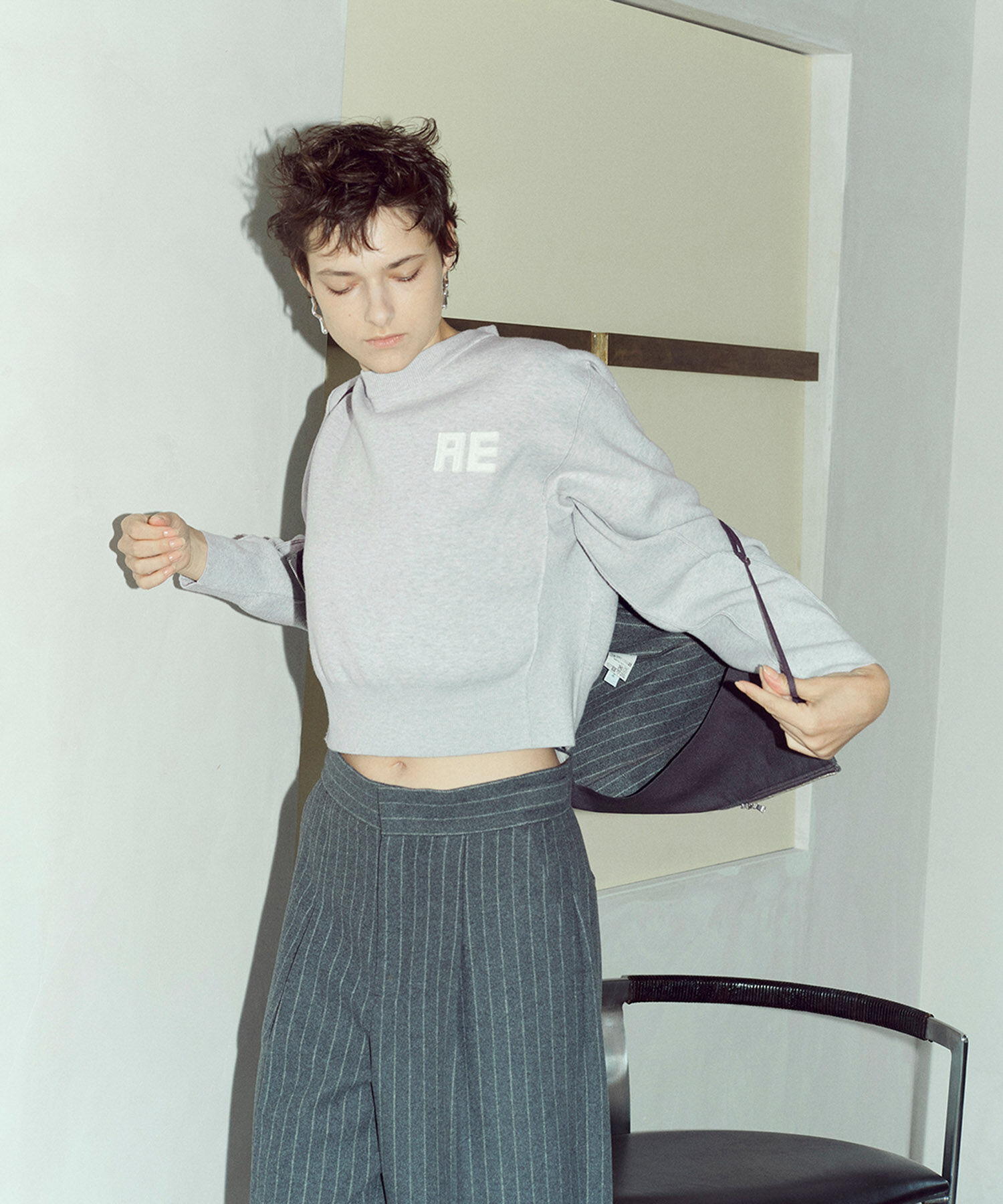 ADAM ET ROPE'「【サステナブル・洗える】フェルト刺しゅうニットプルオーバー」|ニット・セーター|