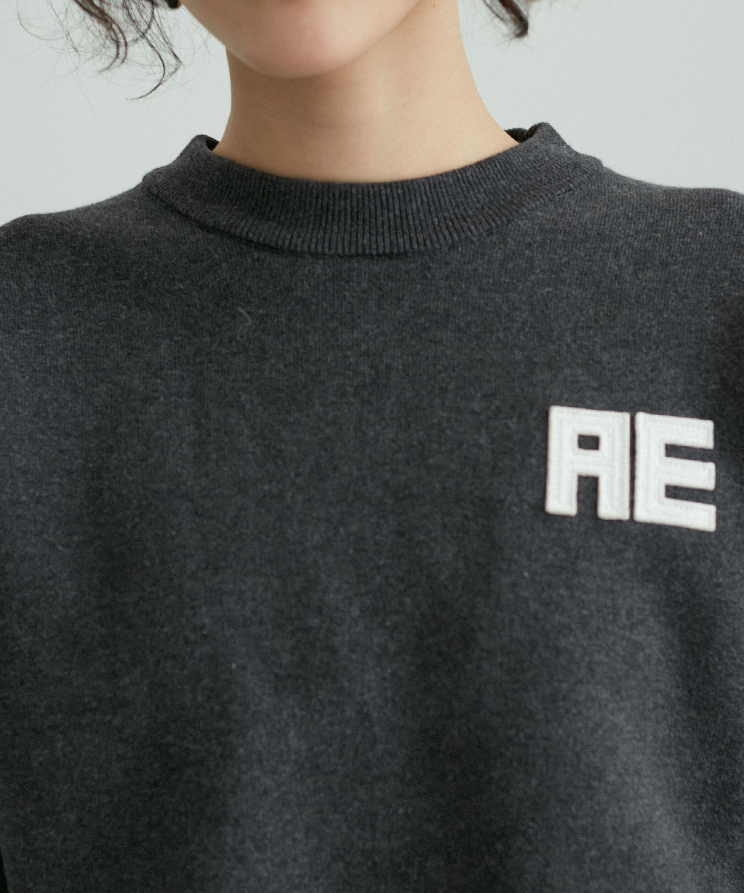 ADAM ET ROPE'「【サステナブル・洗える】フェルト刺しゅうニットプルオーバー」|ニット・セーター|