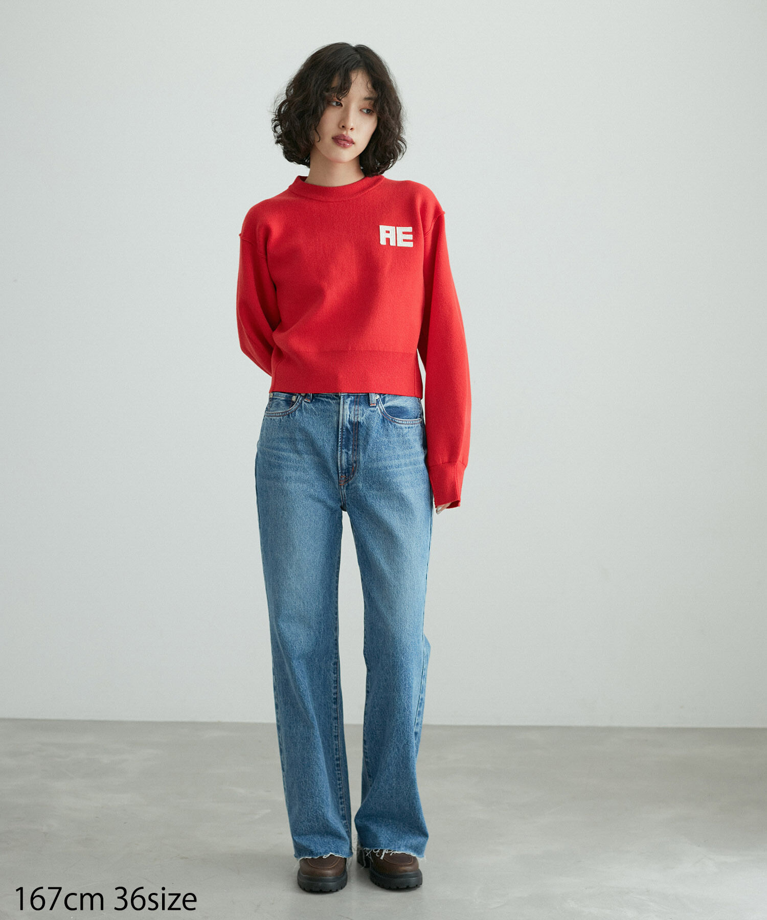 ADAM ET ROPE'「【サステナブル・洗える】フェルト刺しゅうニットプルオーバー」|ニット・セーター|