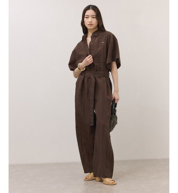ADAM ET ROPE'「シャツジャンプスーツ」|オールインワン|ブラウン(20)