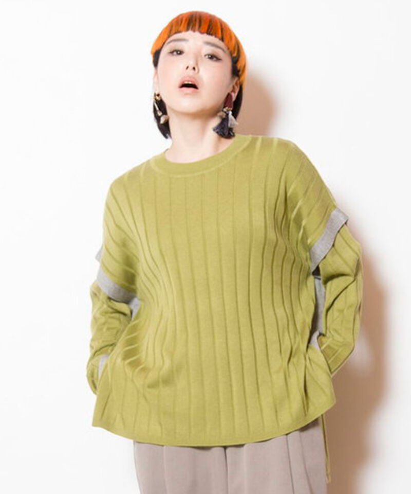  「ワイドリブニットプルオーバー」|ニット・セーター|L.GREEN
