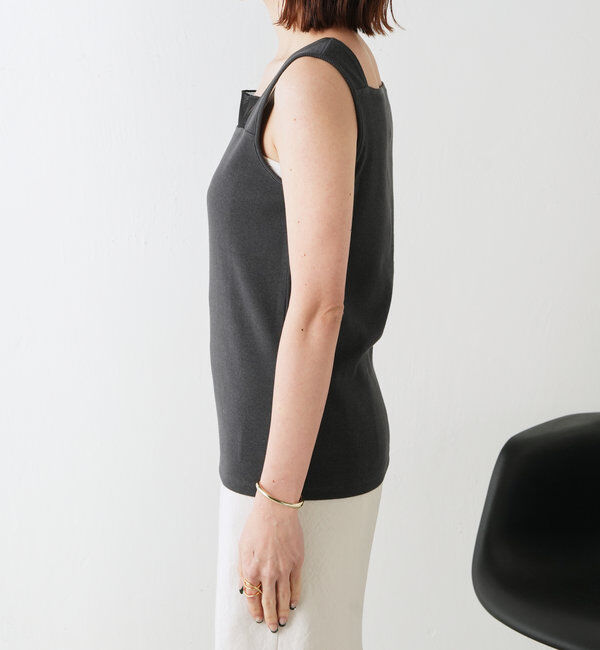  「 シアー切り替えスクエアタンクトップ」|Tシャツ・カットソー|
