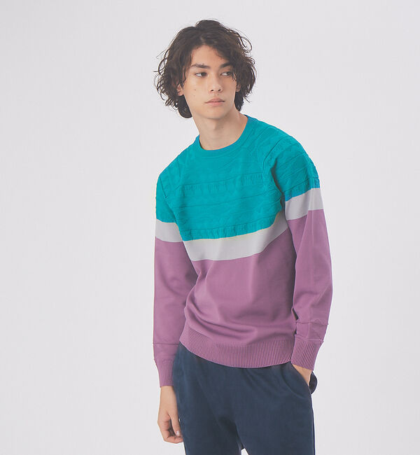 ABAHOUSE「リンクス ノルディック ストレッチ プルオーバー ニット」|スウェット・ジャージ|エメラルドグリーン