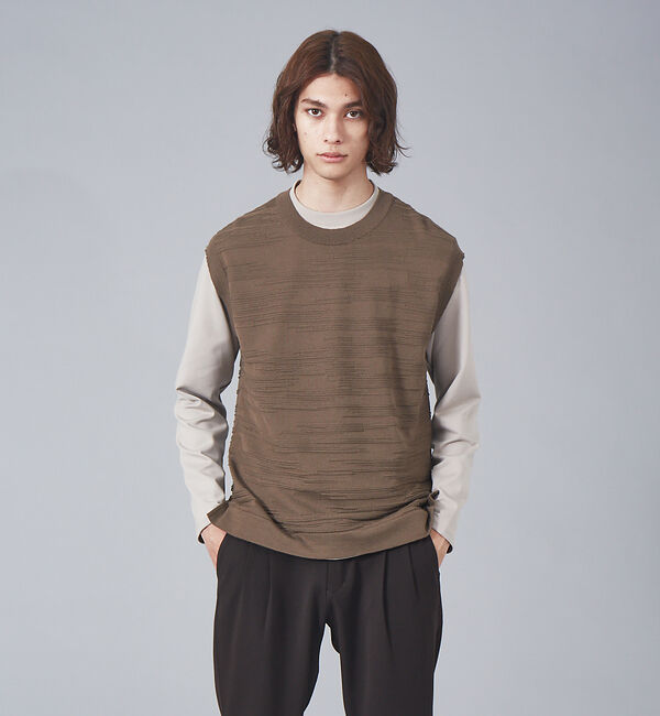 ABAHOUSE「pe/vis　ノイズ柄ベスト」|ベスト・ジレ|ブラウン