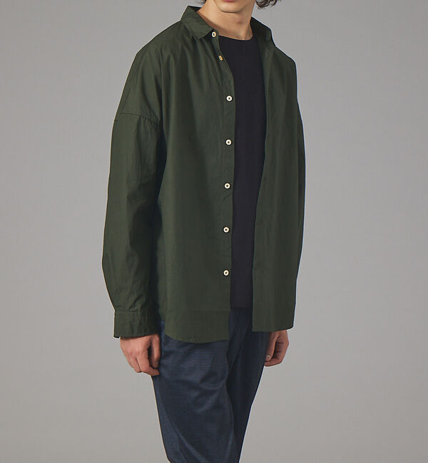 ABAHOUSE「【ナチュラルコットン】タイプライター オーバーシャツ」|シャツ・ブラウス|ダークグリーン
