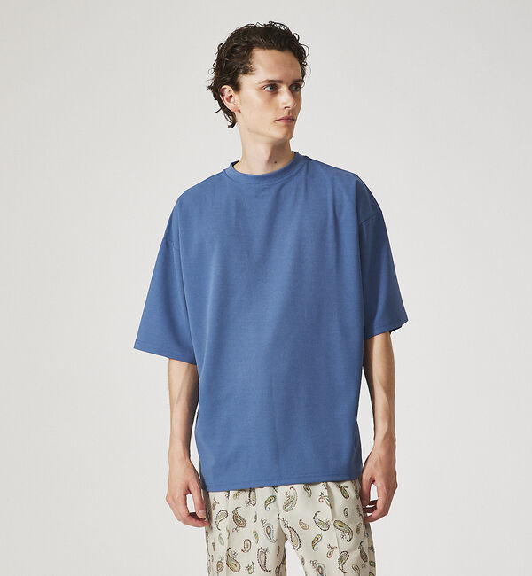 ABAHOUSE「【AH ABAHOUSE】カットジョーゼット ドロップショルダー モックネック」|Tシャツ・カットソー|ブルーグレー