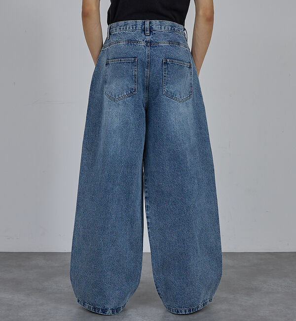 ABAHOUSE「【AH ABAHOUSE】ブラスト ワイドバギー デニムパンツ / セットアップ」|デニム|