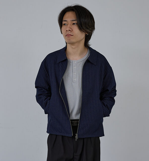 ABAHOUSE「【AH ABAHOUSE】クロップド ダブルジップアップブルゾン」|ブルゾン・スタジャン|