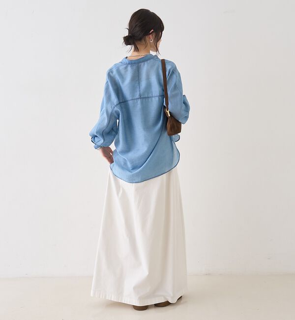 Rouge vif「シアーデニムスタンドネックシャツ/バンドカラーシャツ【予約】」|シャツ・ブラウス|