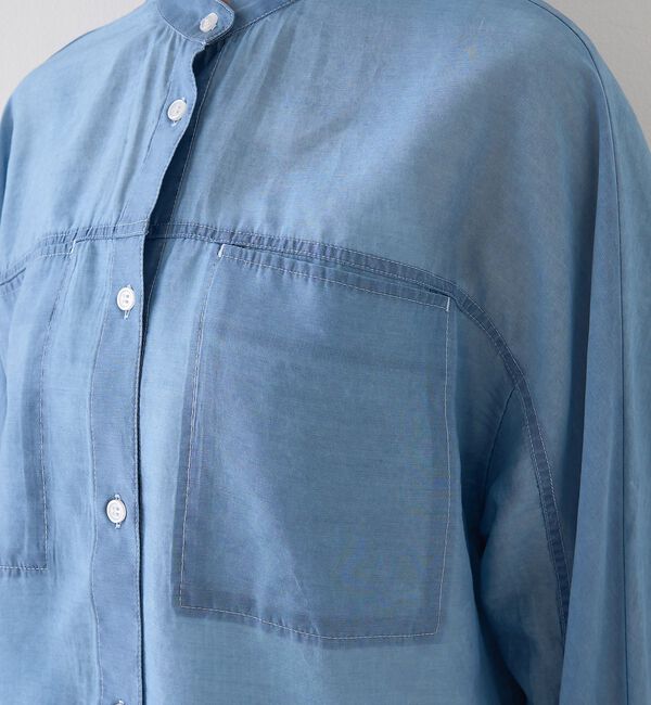 Rouge vif「シアーデニムスタンドネックシャツ/バンドカラーシャツ【予約】」|シャツ・ブラウス|