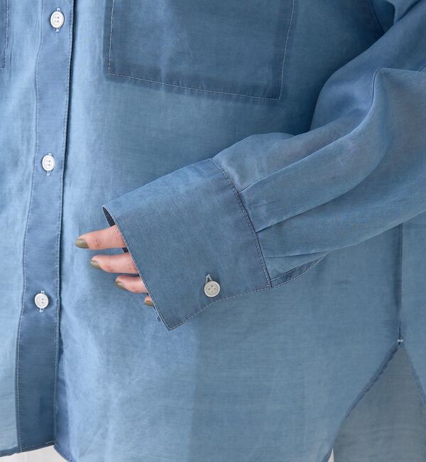 Rouge vif「シアーデニムスタンドネックシャツ/バンドカラーシャツ【予約】」|シャツ・ブラウス|