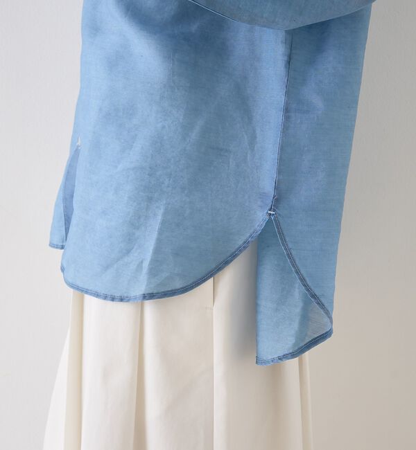 Rouge vif「シアーデニムスタンドネックシャツ/バンドカラーシャツ【予約】」|シャツ・ブラウス|