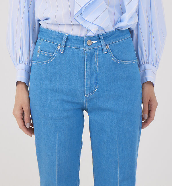 qualite「【e&times;qualite】 センタープレスフレアーデニム」|デニム|