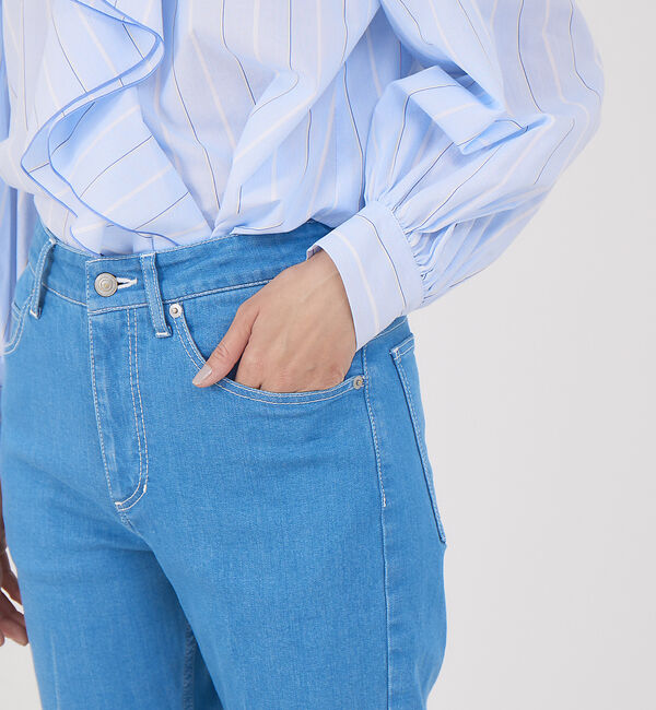 qualite「【e&times;qualite】 センタープレスフレアーデニム」|デニム|