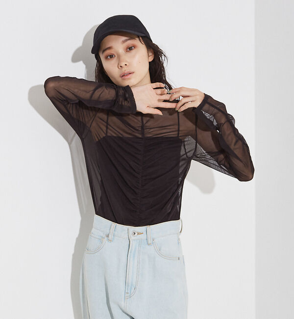 NOMINE「フロントシャーリング シアー ロンT」|Tシャツ・カットソー|ブラック