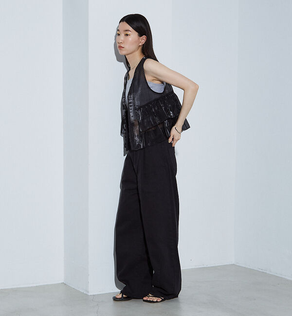 NOMINE「2WAY シャイン シアー フリルベスト」|ベスト・ジレ|