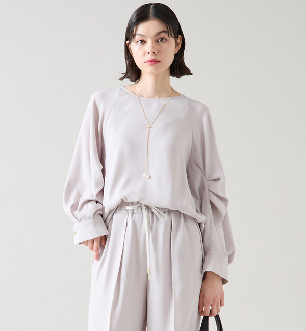 TIARA「タックドルマンスリーブブラウス（セットアップ可）」|シャツ・ブラウス|ベージュ