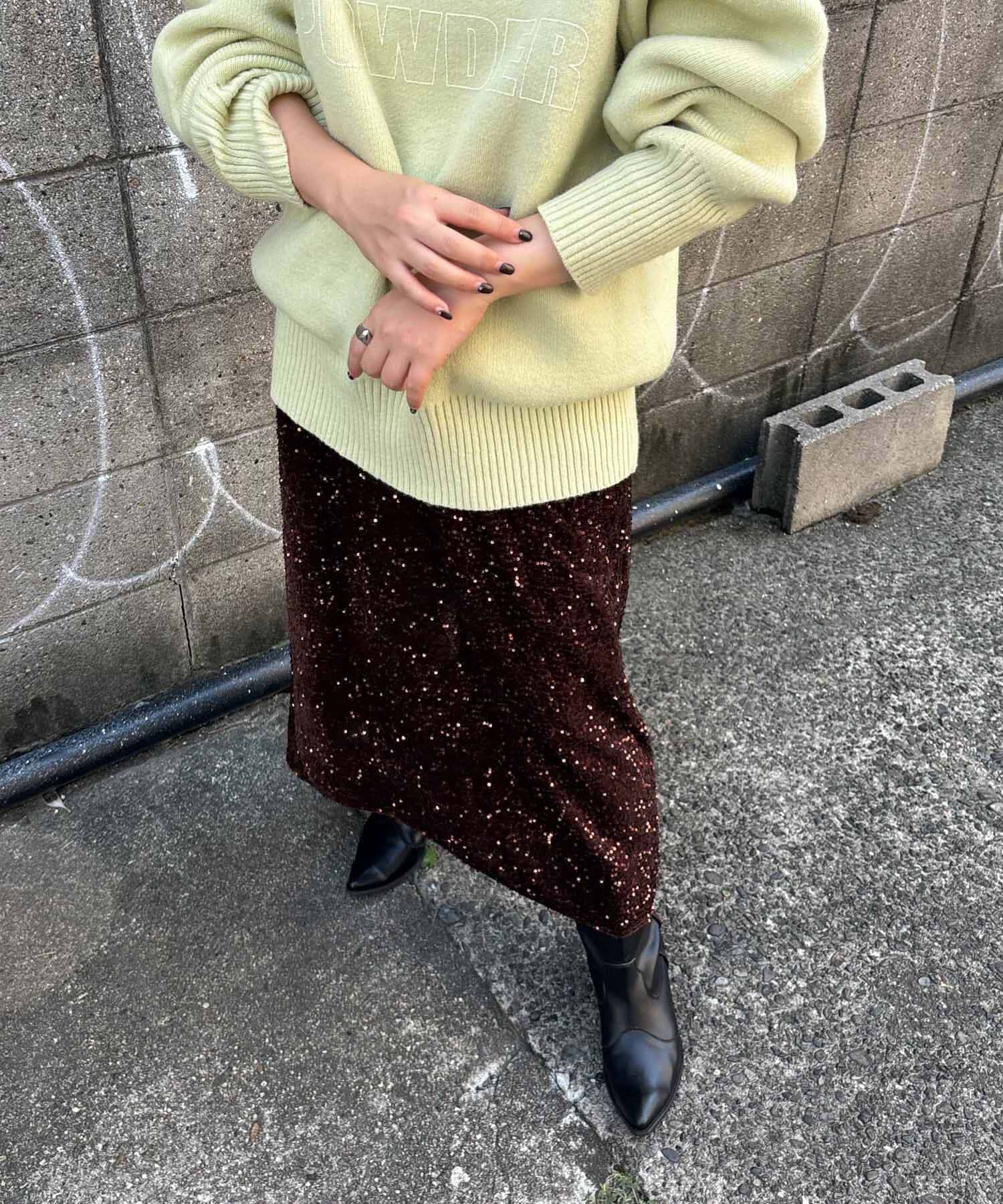  「スパンコールスカート」|スカート|ブラウン