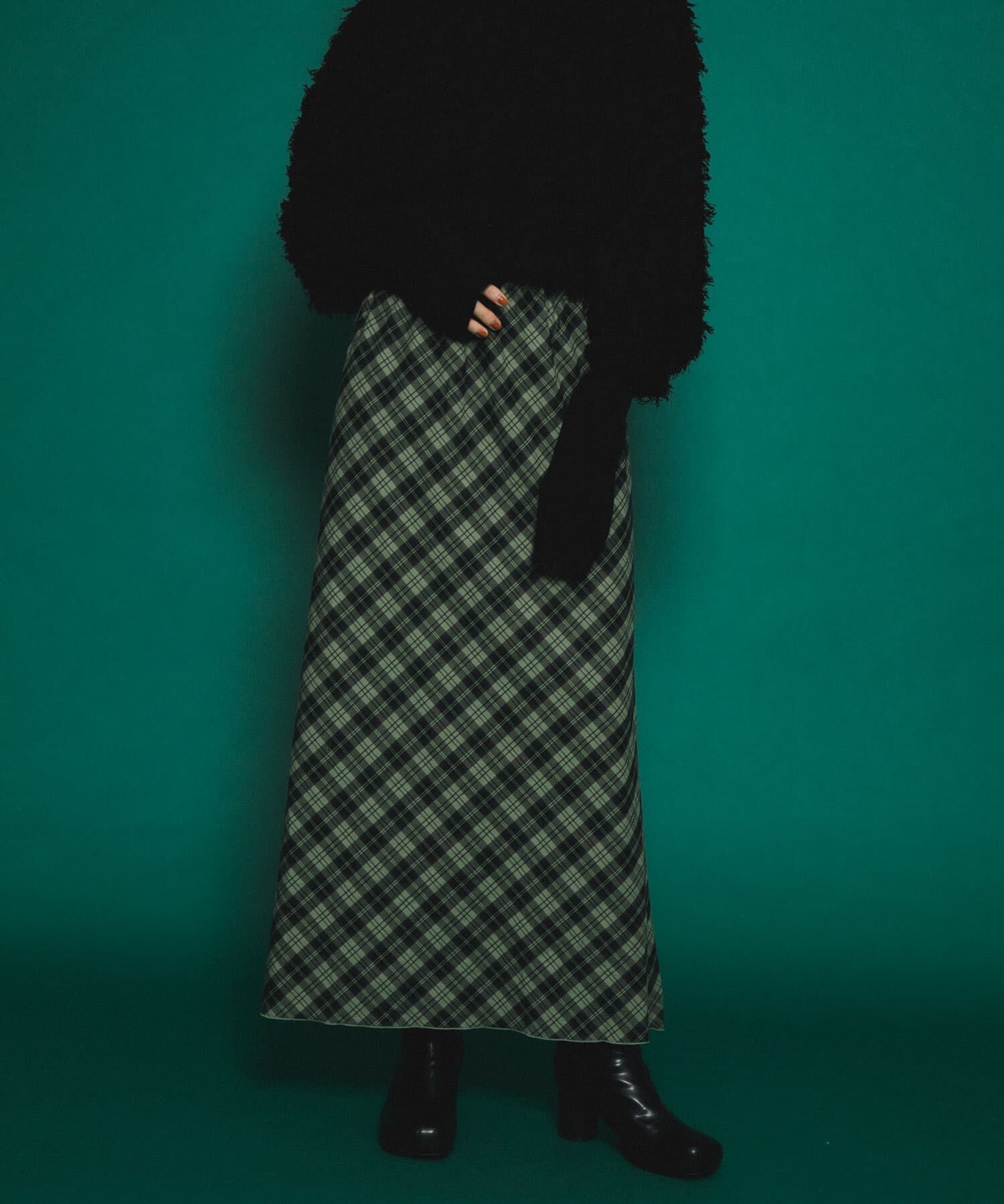  「チェックナロースカート(裏付)」|スカート|