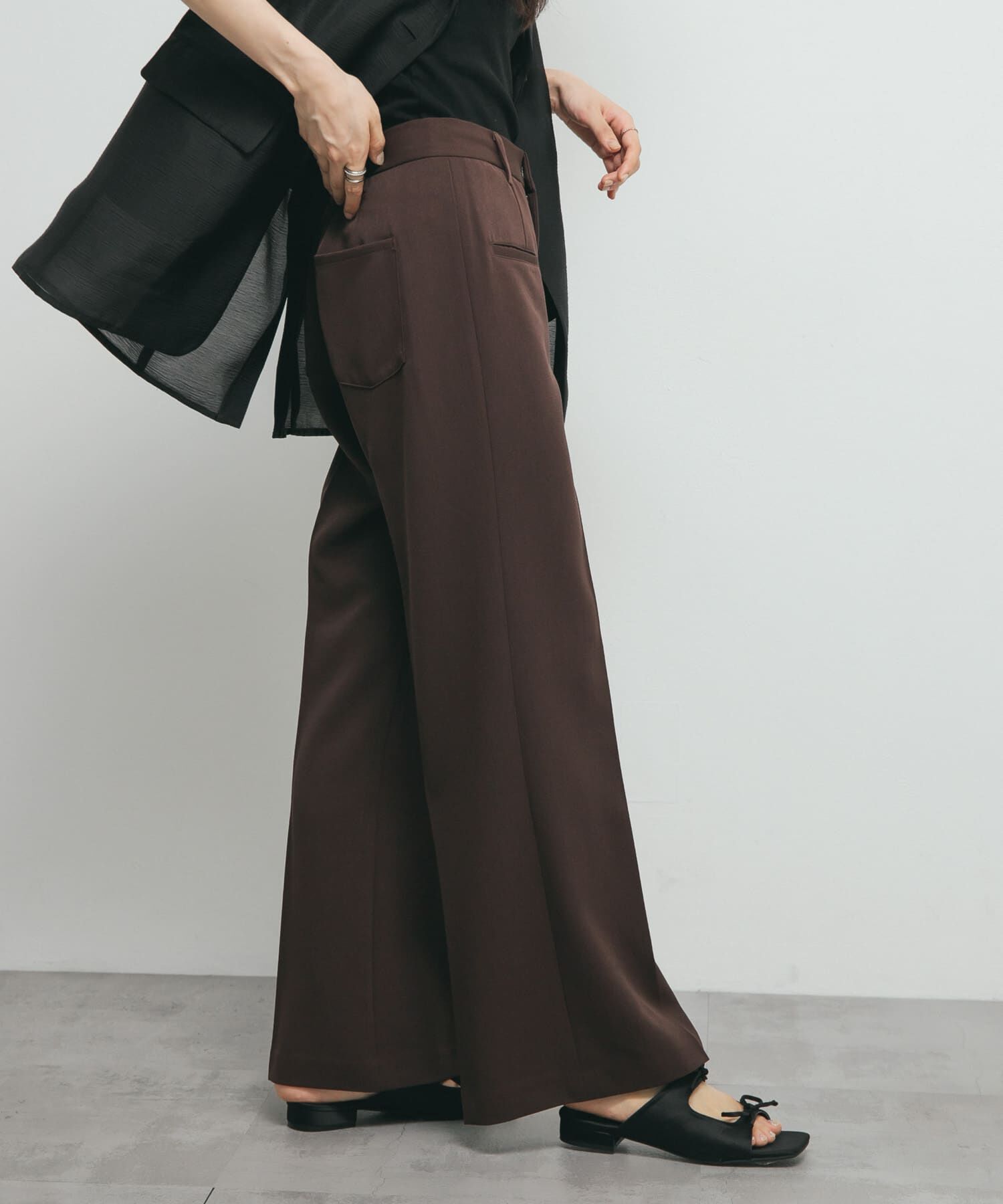  「『2サイズ展開』スリムフレアパンツ」|その他|ブラウン