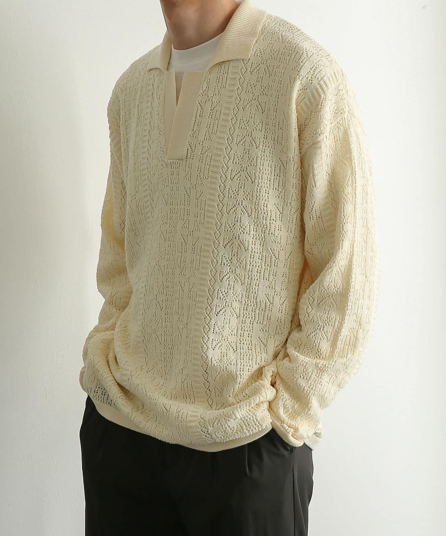 SENSE OF PLACE by URBAN RESEARCH「『ユニセックス』レースアミニットポロシャツ」|ニット・セーター|