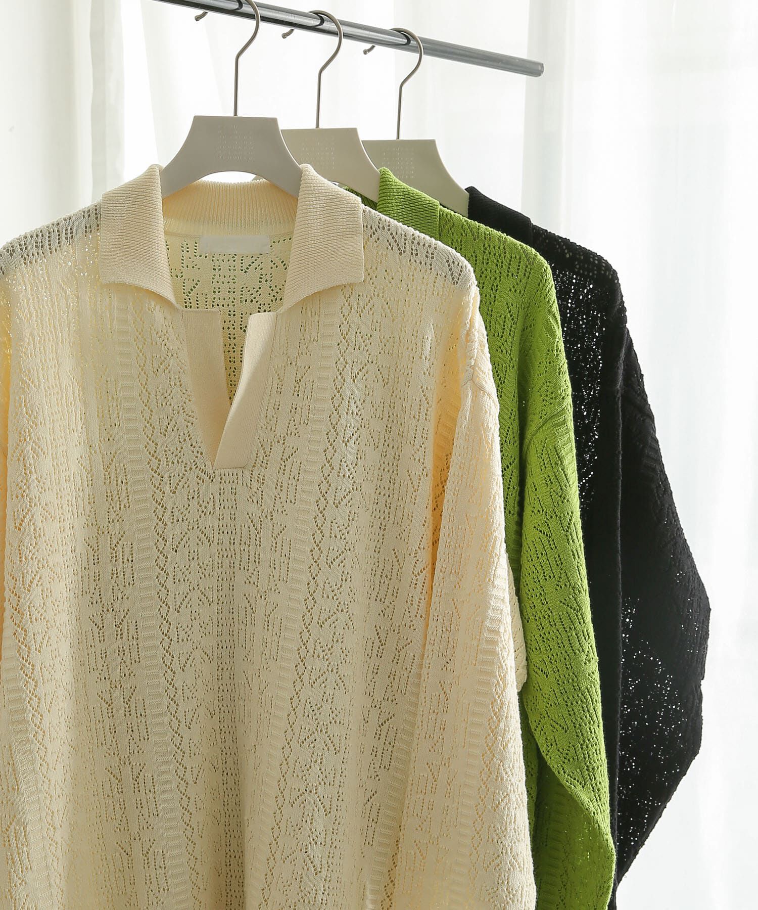 SENSE OF PLACE by URBAN RESEARCH「『ユニセックス』レースアミニットポロシャツ」|ニット・セーター|