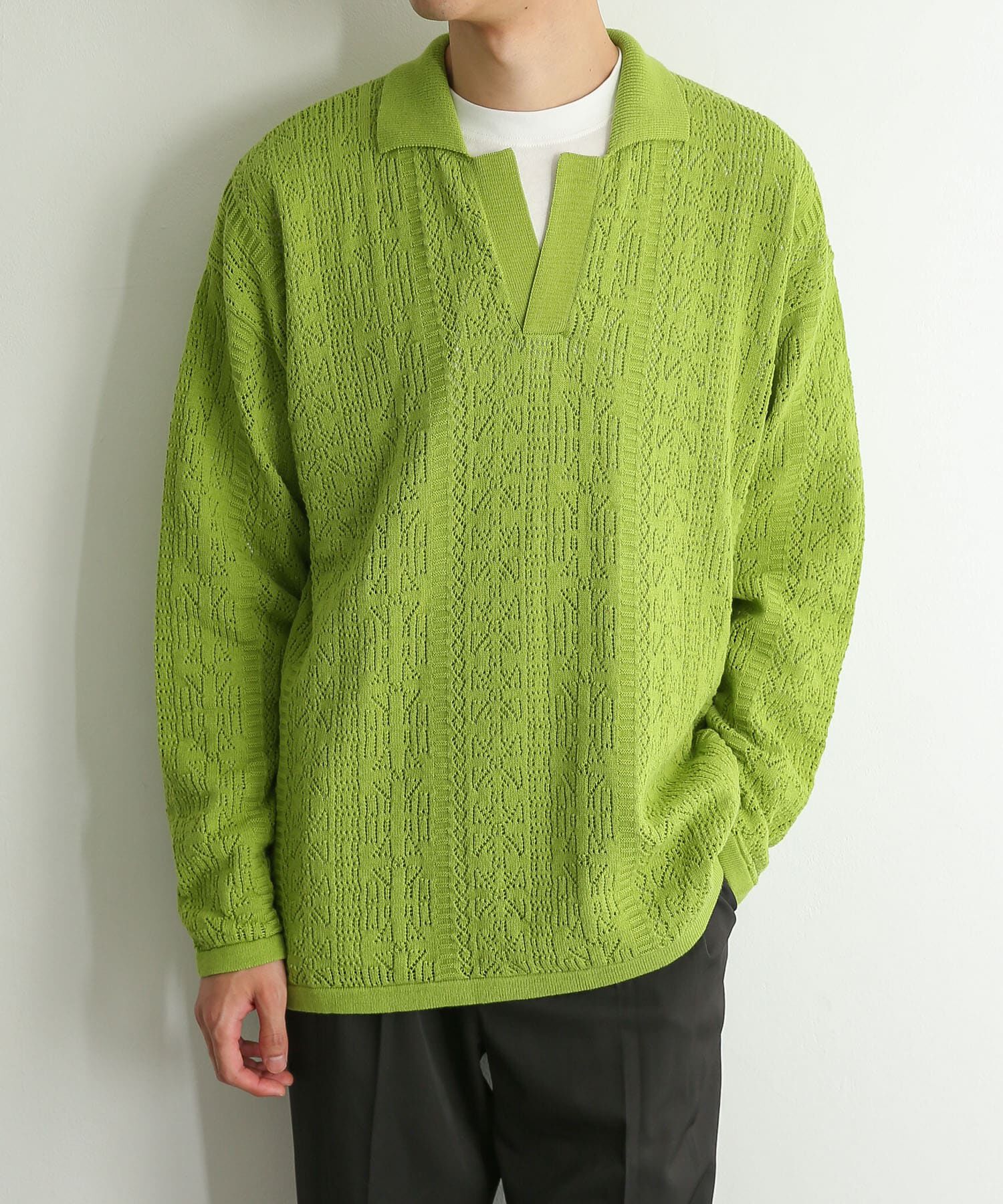 SENSE OF PLACE by URBAN RESEARCH「『ユニセックス』レースアミニットポロシャツ」|ニット・セーター|