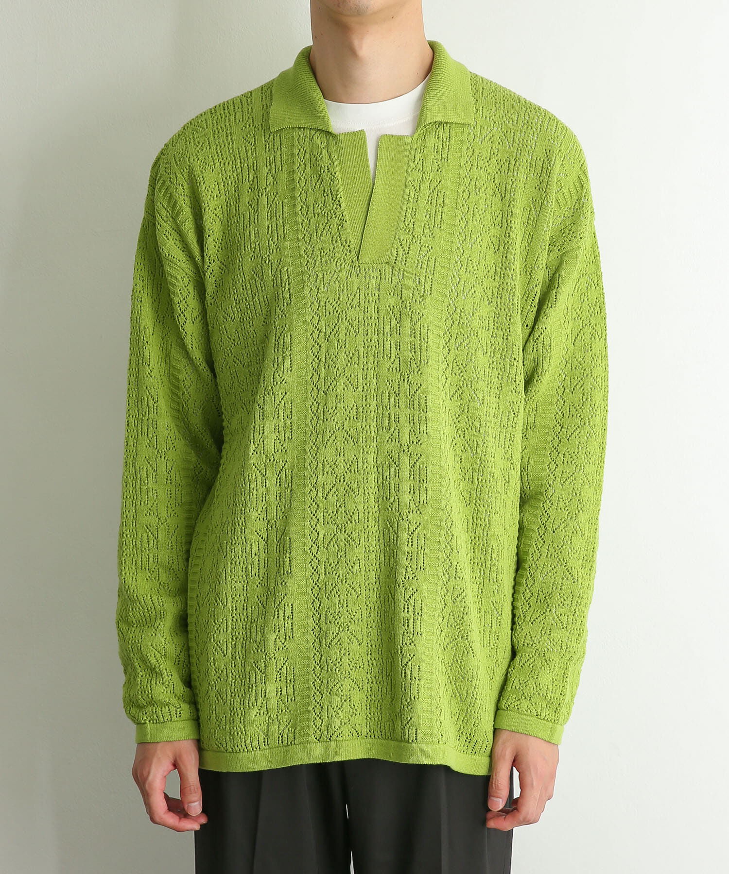 SENSE OF PLACE by URBAN RESEARCH「『ユニセックス』レースアミニットポロシャツ」|ニット・セーター|