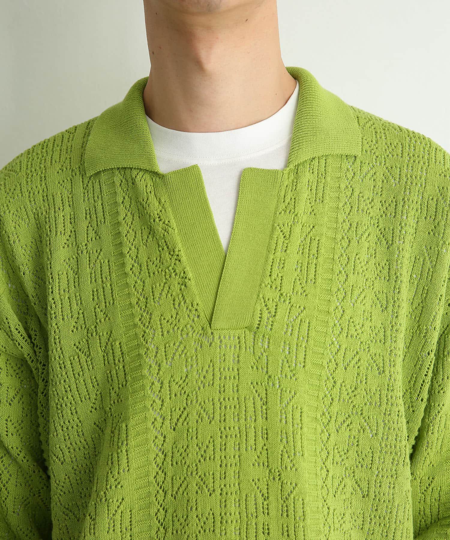 SENSE OF PLACE by URBAN RESEARCH「『ユニセックス』レースアミニットポロシャツ」|ニット・セーター|