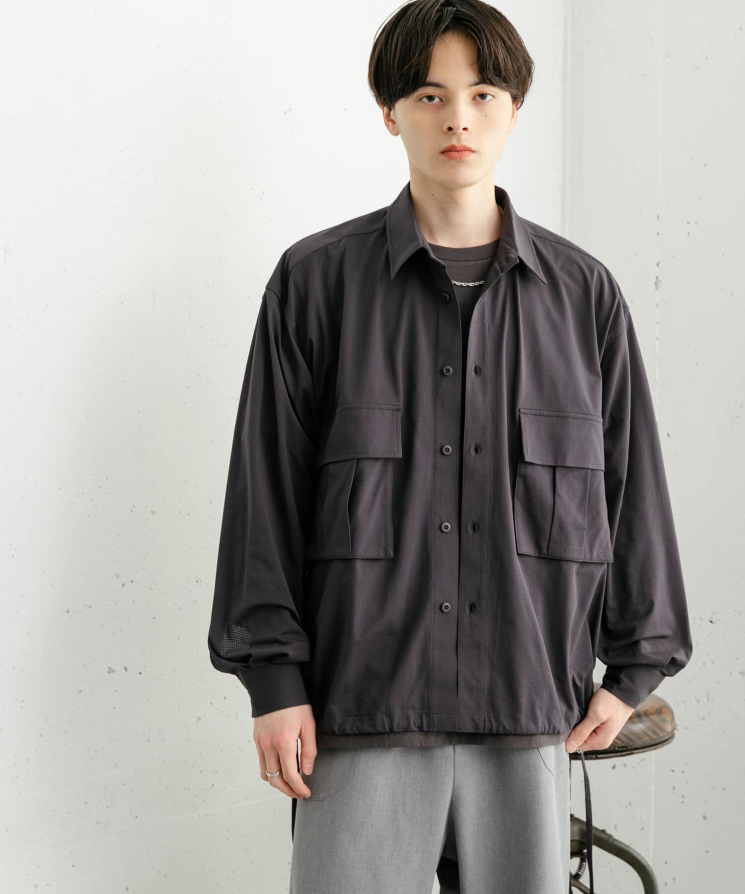 SENSE OF PLACE by URBAN RESEARCH「ドットメッシュダブルポケットロングスリーブシャツ」|シャツ・ブラウス|