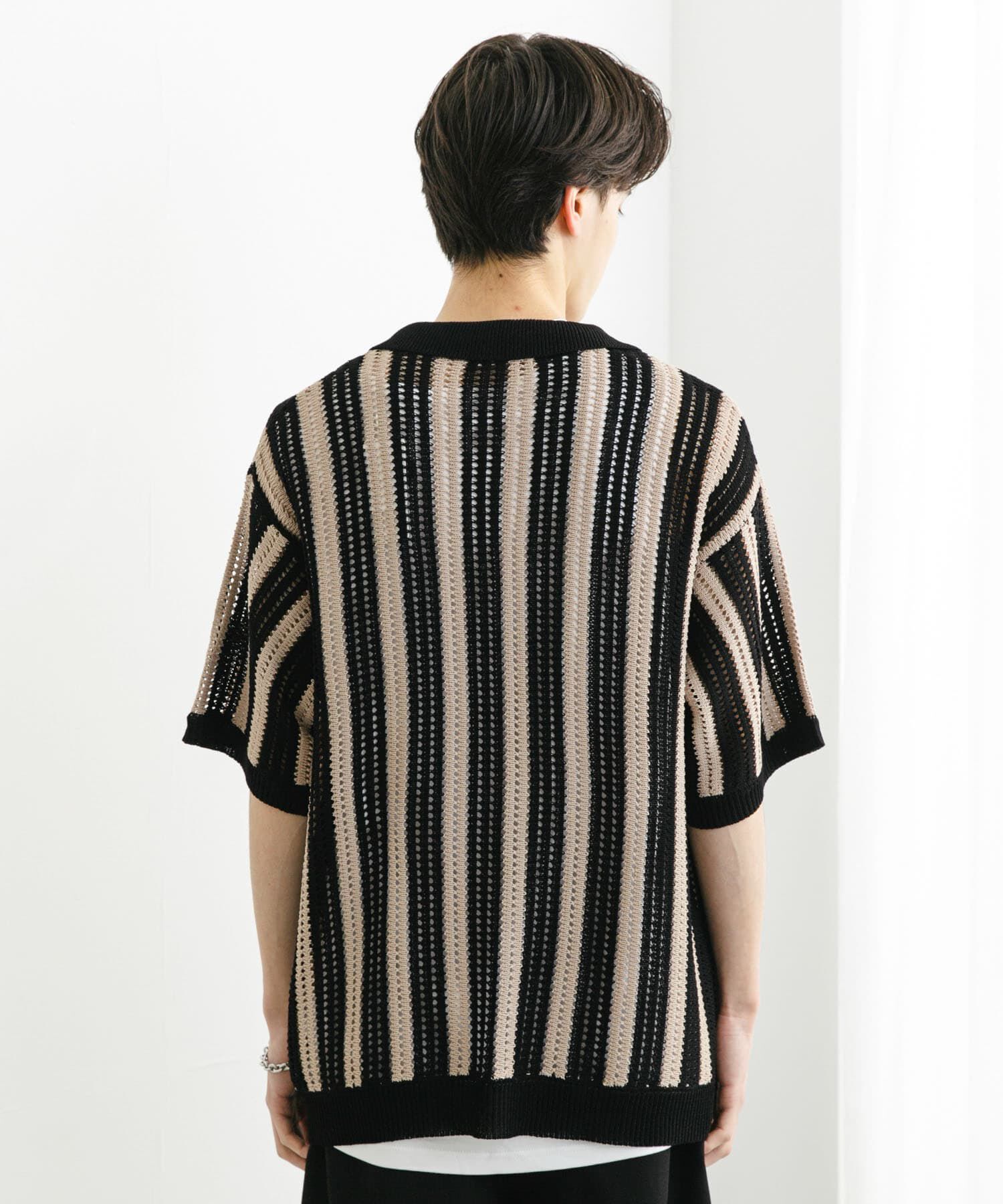 SENSE OF PLACE by URBAN RESEARCH「ストライプショートスリーブニットシャツ」|ニット・セーター|