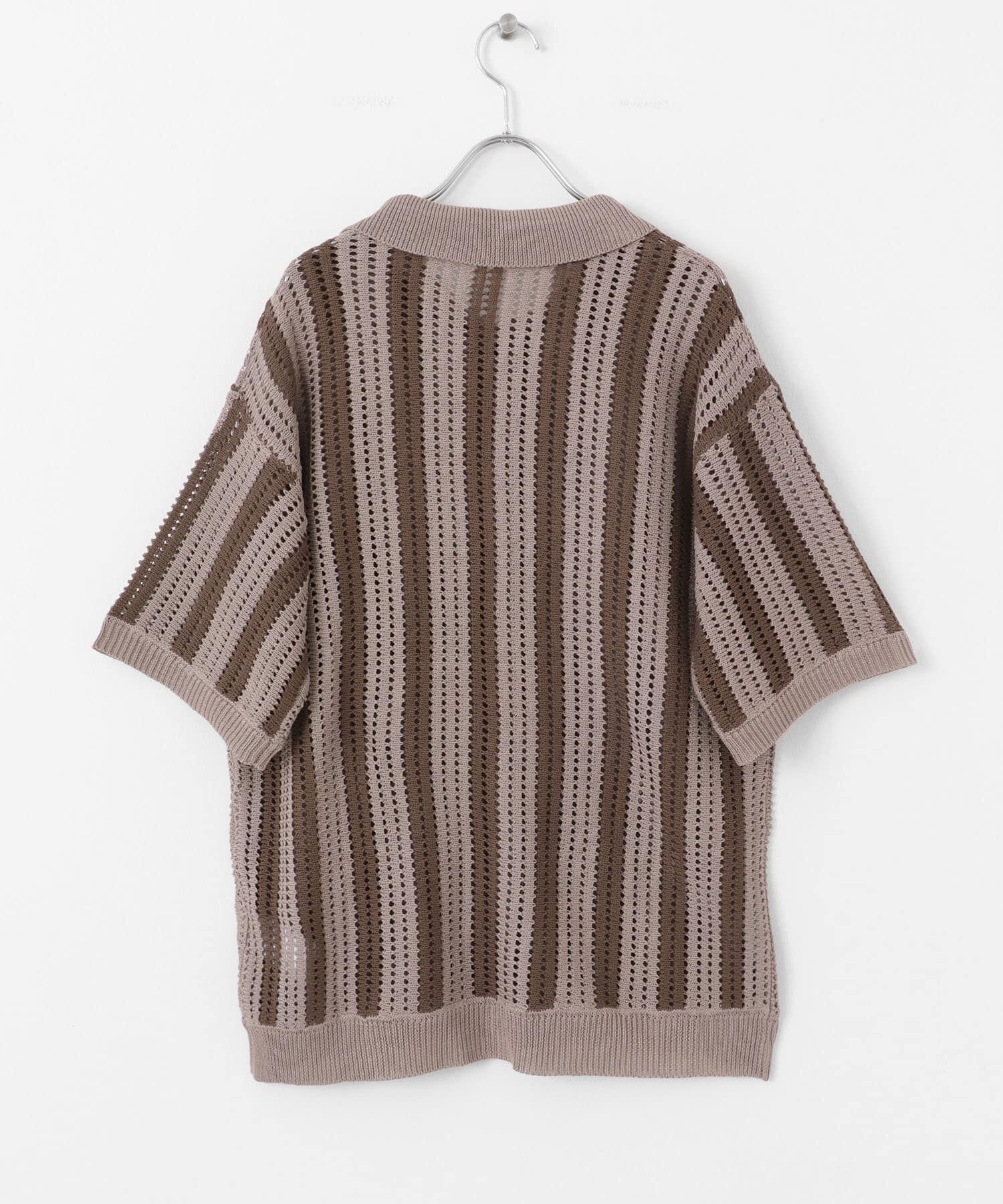 SENSE OF PLACE by URBAN RESEARCH「ストライプショートスリーブニットシャツ」|ニット・セーター|