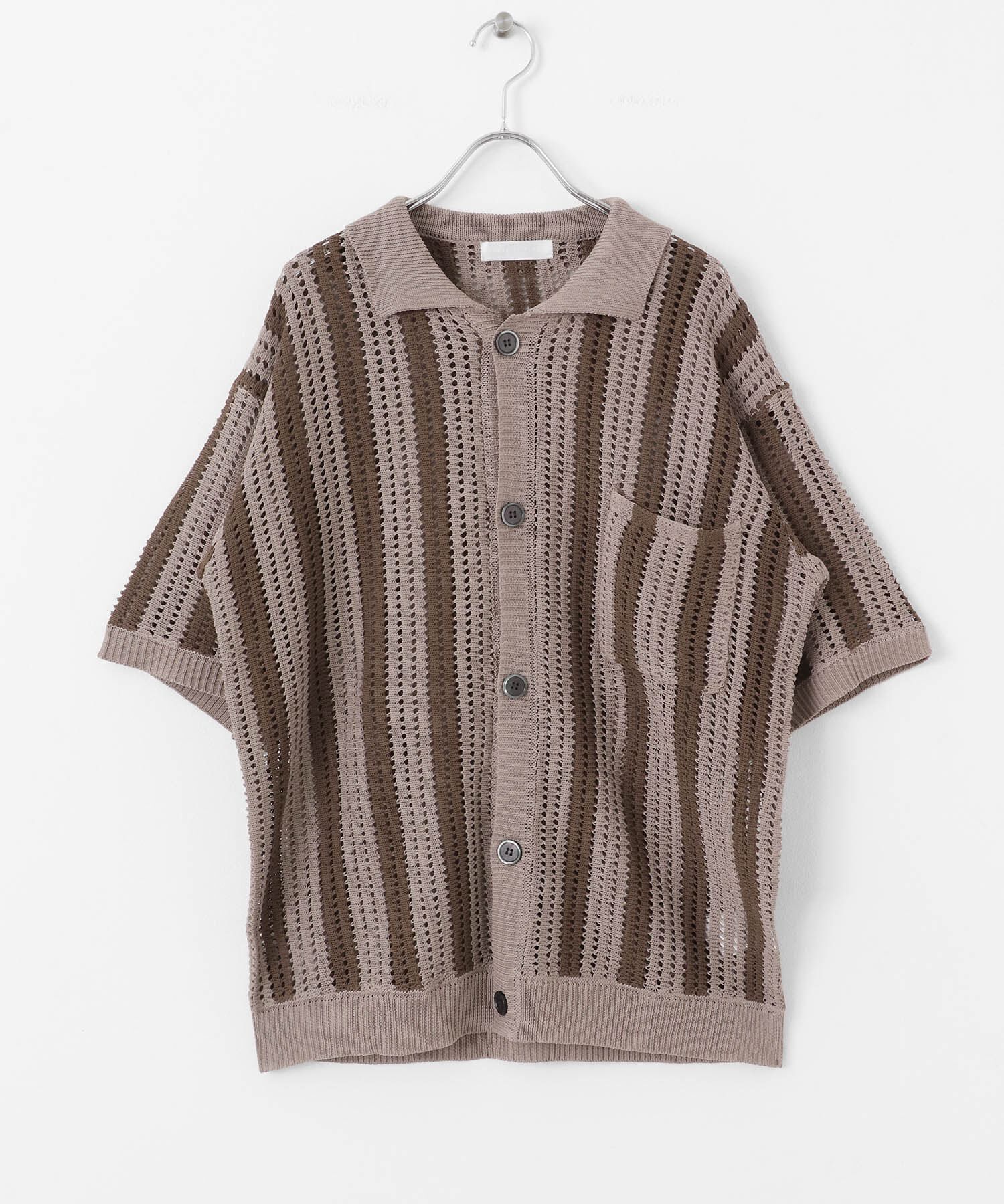 SENSE OF PLACE by URBAN RESEARCH「ストライプショートスリーブニットシャツ」|ニット・セーター|