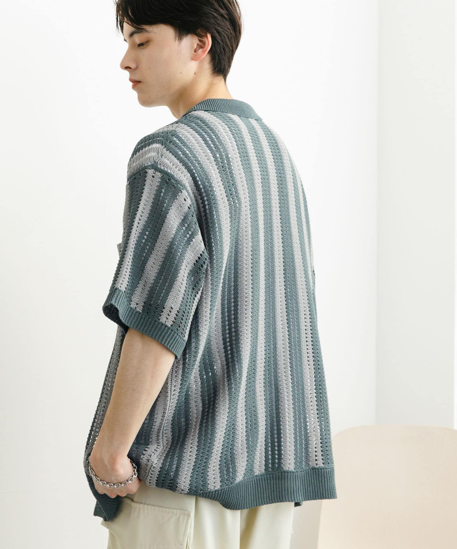 SENSE OF PLACE by URBAN RESEARCH「ストライプショートスリーブニットシャツ」|ニット・セーター|