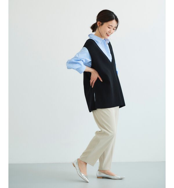 le.coeur blanc「《手洗い可能》ミラノリブVネックベスト」|ベスト・ジレ|