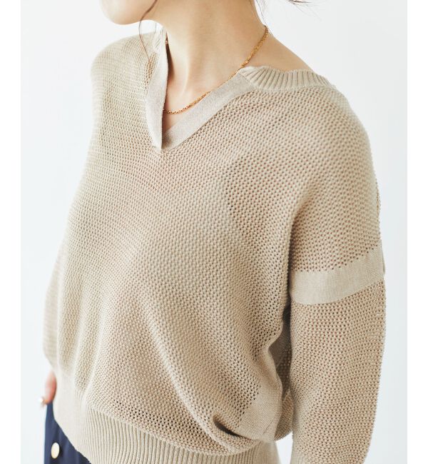 le.coeur blanc「ラメスキッパーメッシュニット」|ニット・セーター|ベージュ
