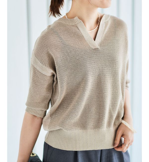 le.coeur blanc「ラメスキッパーメッシュニット」|ニット・セーター|