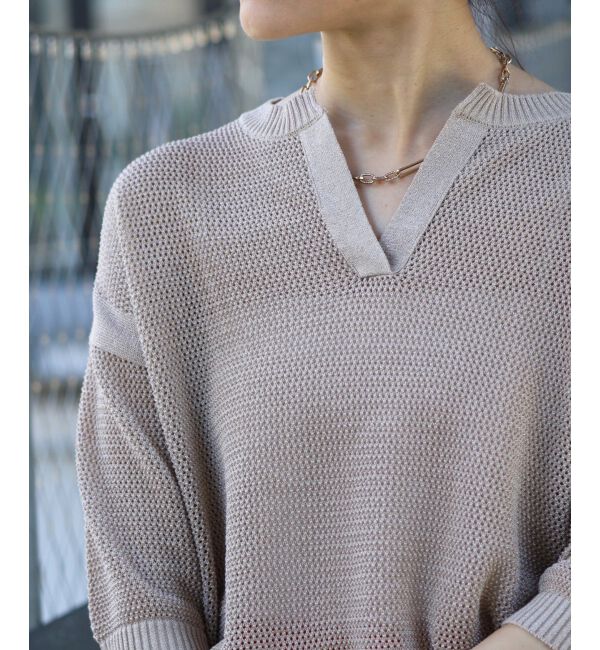 le.coeur blanc「ラメスキッパーメッシュニット」|ニット・セーター|