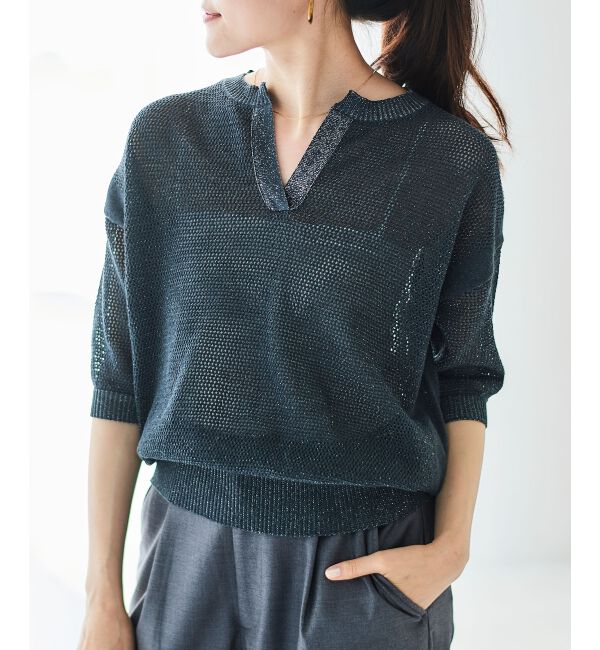le.coeur blanc「ラメスキッパーメッシュニット」|ニット・セーター|