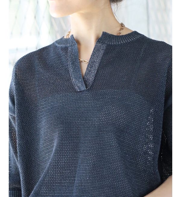 le.coeur blanc「ラメスキッパーメッシュニット」|ニット・セーター|