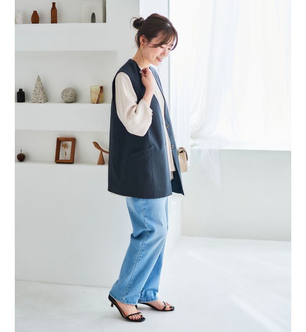 le.coeur blanc「《手洗い可能》Vカラージレジャケット」|ベスト・ジレ|