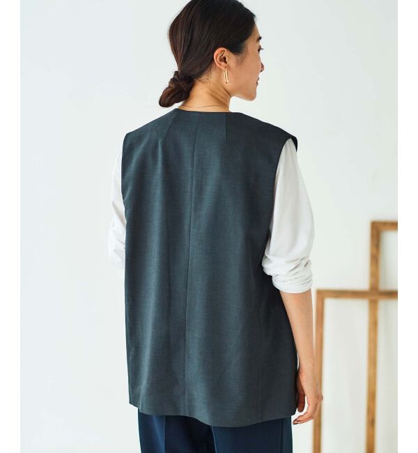 le.coeur blanc「《手洗い可能》Vカラージレジャケット」|ベスト・ジレ|