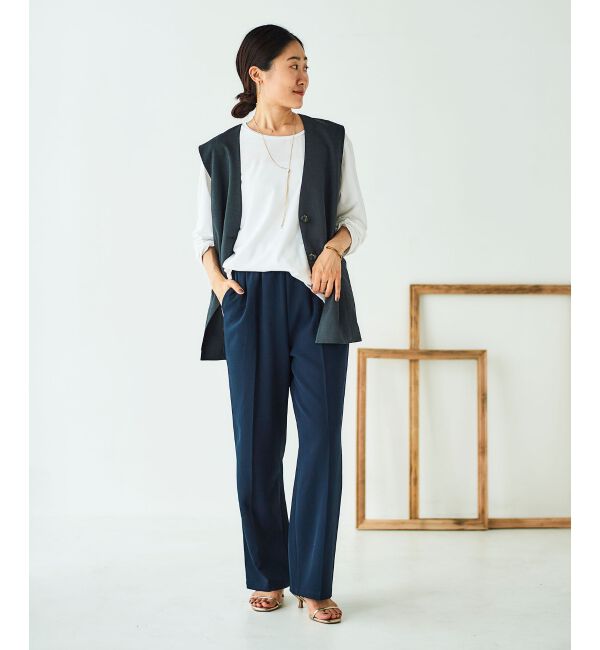 le.coeur blanc「《手洗い可能》Vカラージレジャケット」|ベスト・ジレ|