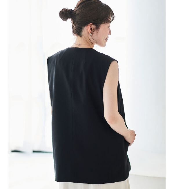 le.coeur blanc「《手洗い可能》Vカラージレジャケット」|ベスト・ジレ|