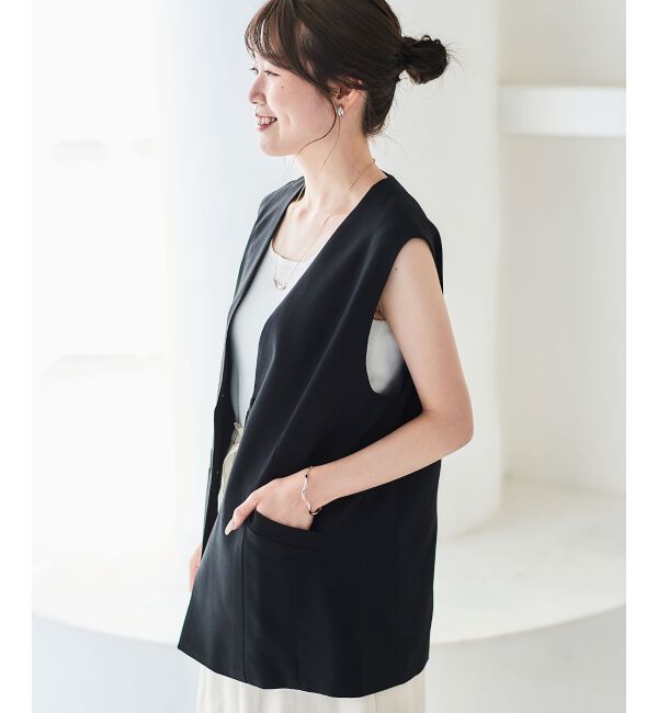 le.coeur blanc「《手洗い可能》Vカラージレジャケット」|ベスト・ジレ|